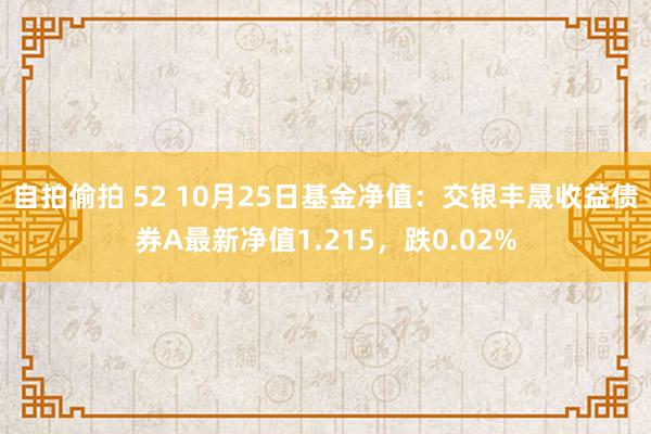 自拍偷拍 52 10月25日基金净值：交银丰晟收益债券A最新净值1.215，跌0.02%